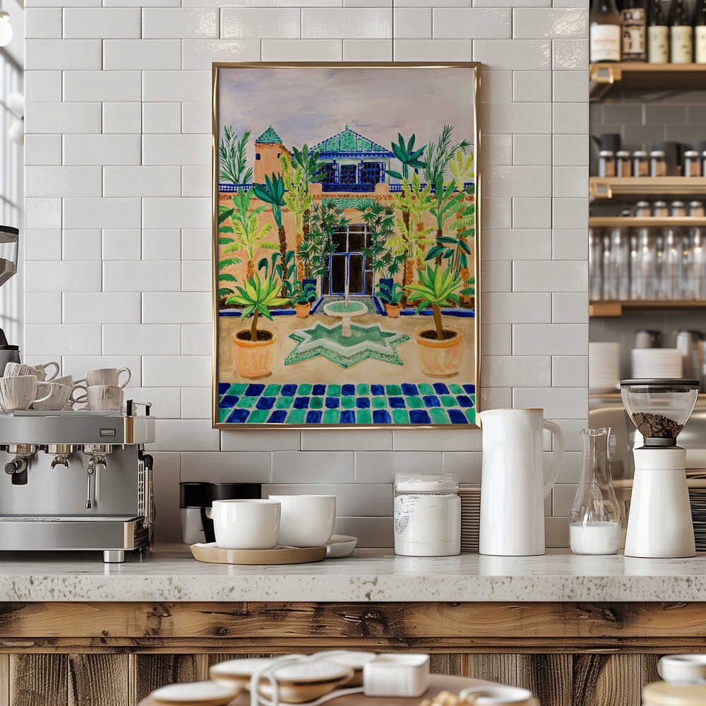 Moroccan Courtyard Oasis - Stretched Canvas, Poster or Fine Art Print - I Heart Wall Art - Poster Print, Canvas Print or Framed Art Print