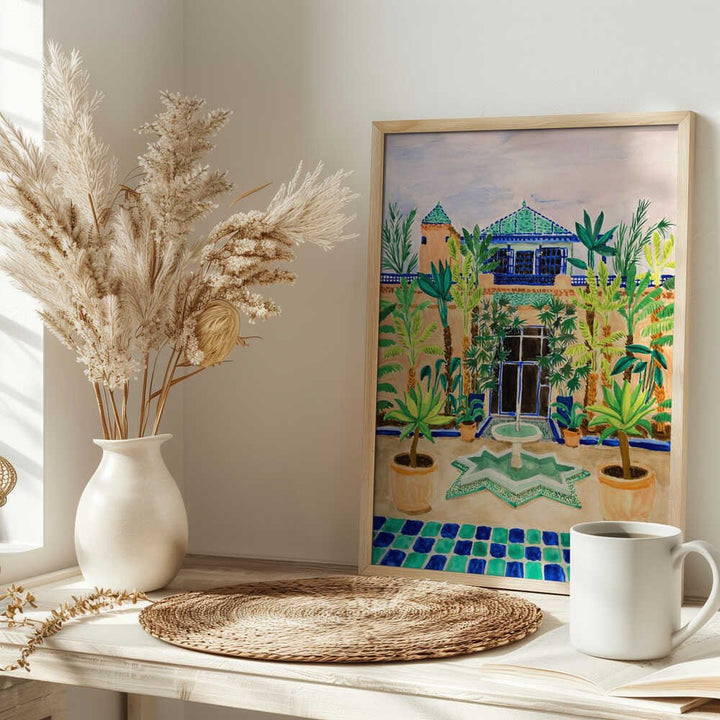 Moroccan Courtyard Oasis - Stretched Canvas, Poster or Fine Art Print - I Heart Wall Art - Poster Print, Canvas Print or Framed Art Print