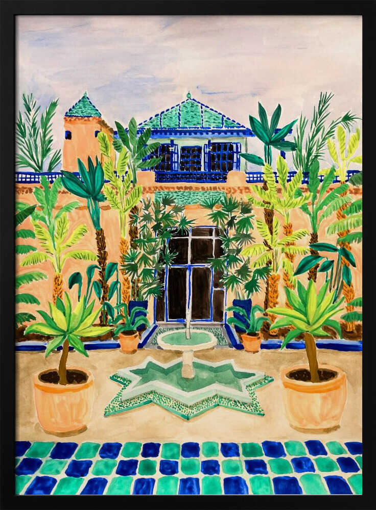 Moroccan Courtyard Oasis - Stretched Canvas, Poster or Fine Art Print - I Heart Wall Art - Poster Print, Canvas Print or Framed Art Print