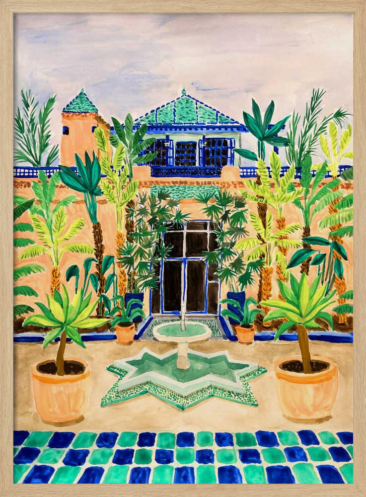 Moroccan Courtyard Oasis - Stretched Canvas, Poster or Fine Art Print - I Heart Wall Art - Poster Print, Canvas Print or Framed Art Print