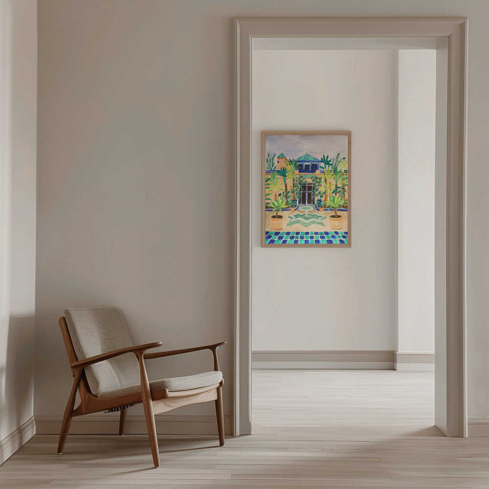 Moroccan Courtyard Oasis - Stretched Canvas, Poster or Fine Art Print - I Heart Wall Art - Poster Print, Canvas Print or Framed Art Print