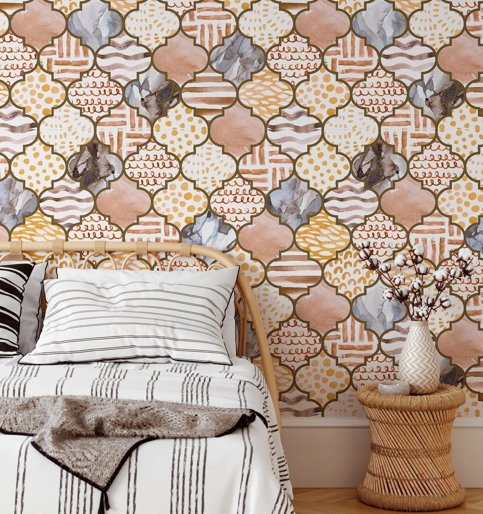 Morroccan Baths - Orange Mosaic Wallpaper I Heart Wall Art Australia 