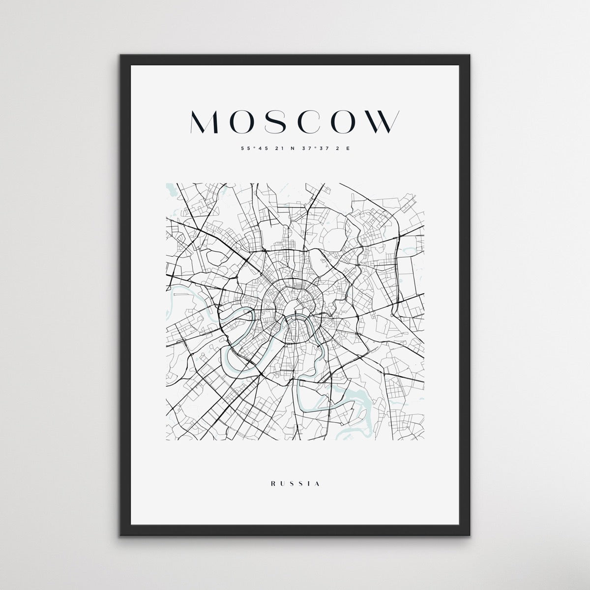 Moscow City Map - Square City Map Stretched Canvas or Wall Art Print - I Heart Wall Art - Poster Print, Canvas Print or Framed Art Print
