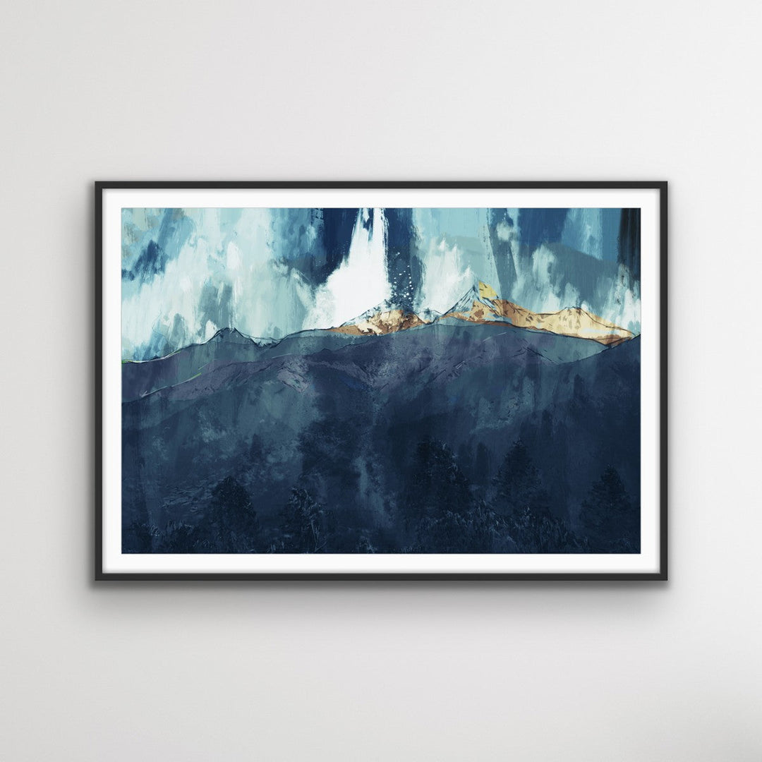 Mountain Beyond Mountains - Abstract Blue and White Mountain Landscape Canvas Art Print - I Heart Wall Art