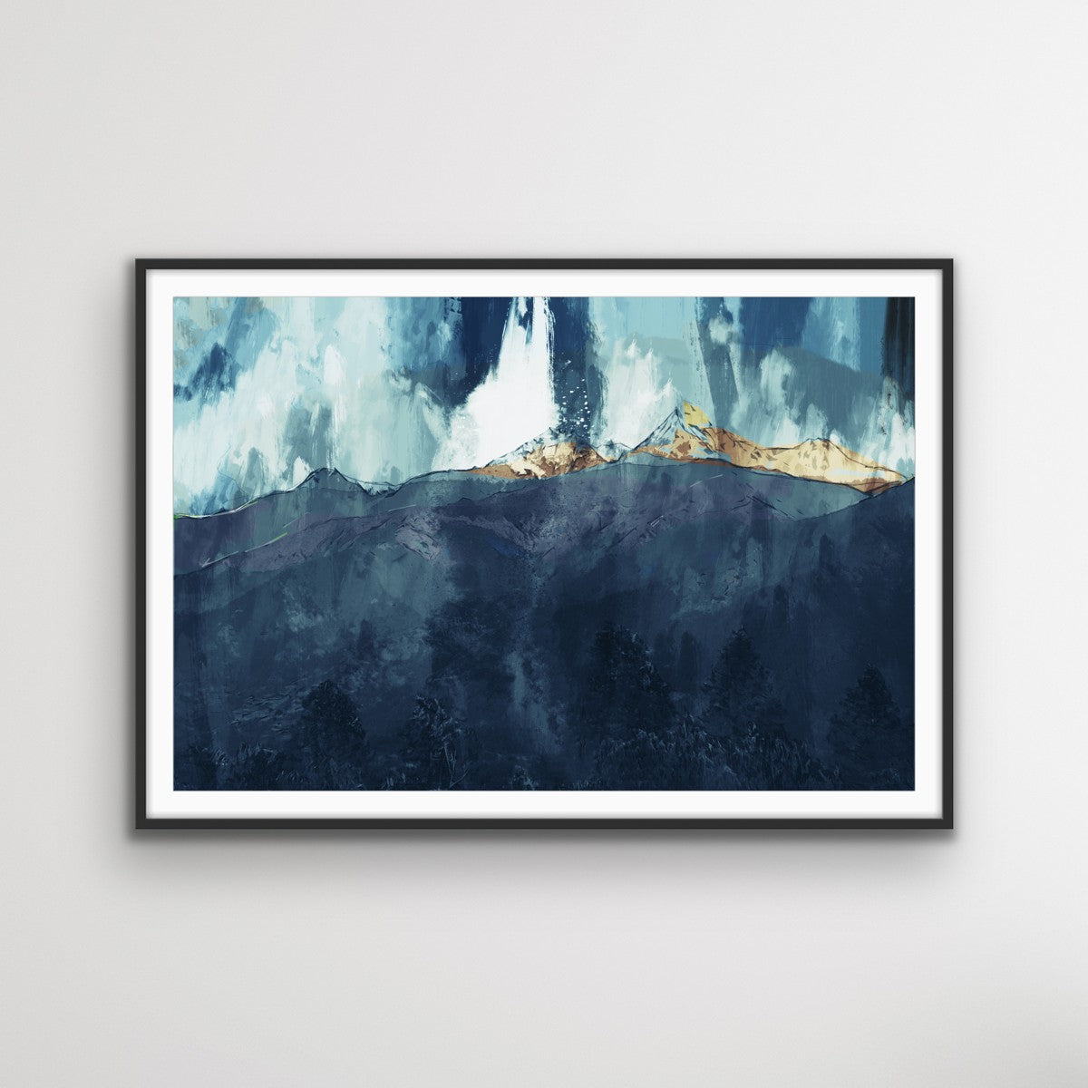 Mountain Beyond Mountains - Abstract Blue and White Mountain Landscape Canvas Art Print - I Heart Wall Art