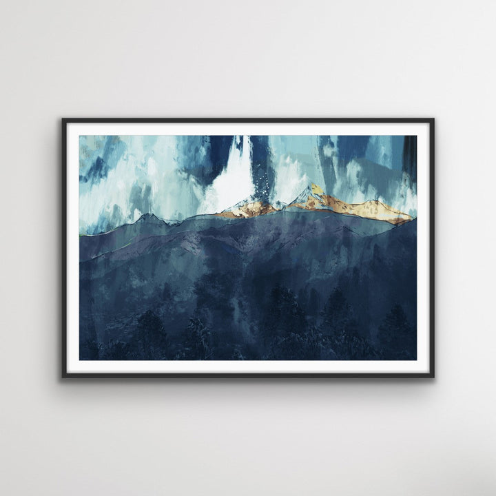Mountain Beyond Mountains - Abstract Blue and White Mountain Landscape Canvas Art Print - I Heart Wall Art