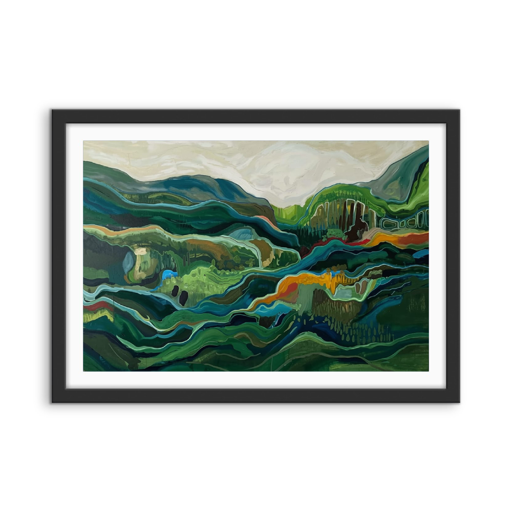 Mountains Beyond - Green Layered Earth Art Print
