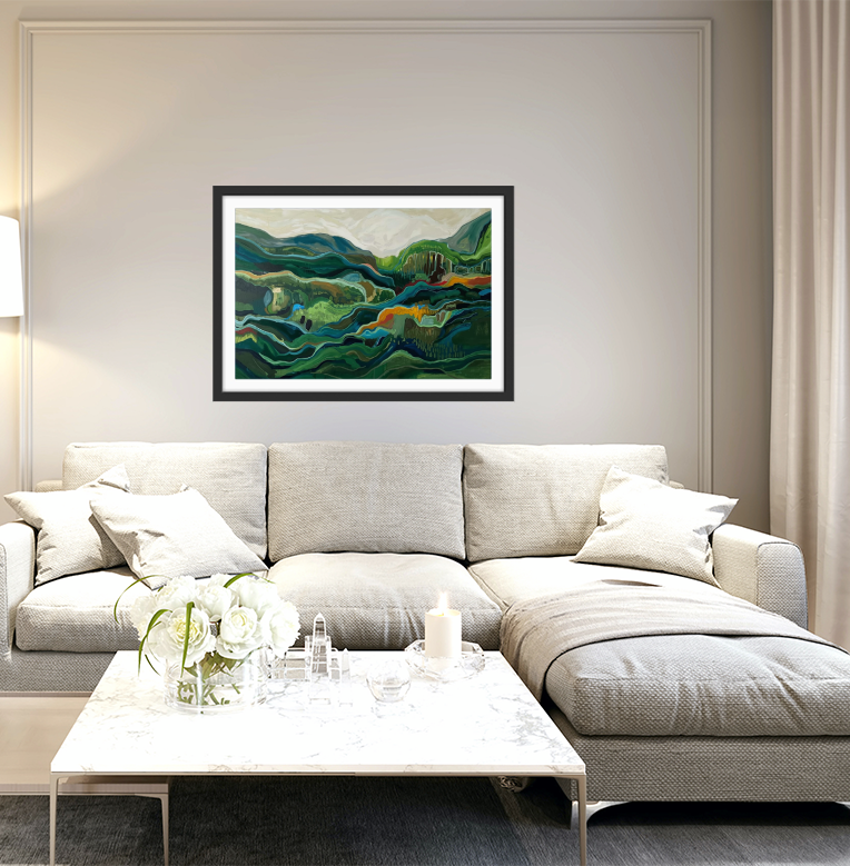 Mountains Beyond - Green Layered Earth Art Print