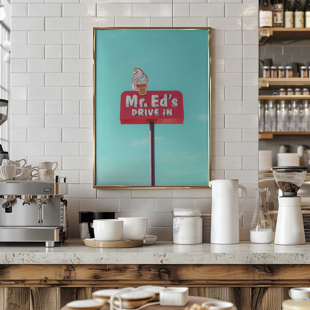 Mr. Ed&amp;039;s Drive In Vintage Sign in Urbana, Missouri, USA - Stretched Canvas, Poster or Fine Art Print - I Heart Wall Art - Poster Print, Canvas Print or Framed Art Print