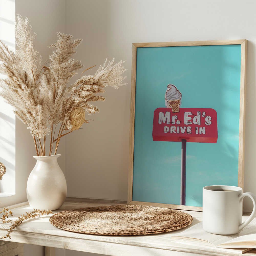 Mr. Ed&amp;039;s Drive In Vintage Sign in Urbana, Missouri, USA - Stretched Canvas, Poster or Fine Art Print - I Heart Wall Art - Poster Print, Canvas Print or Framed Art Print