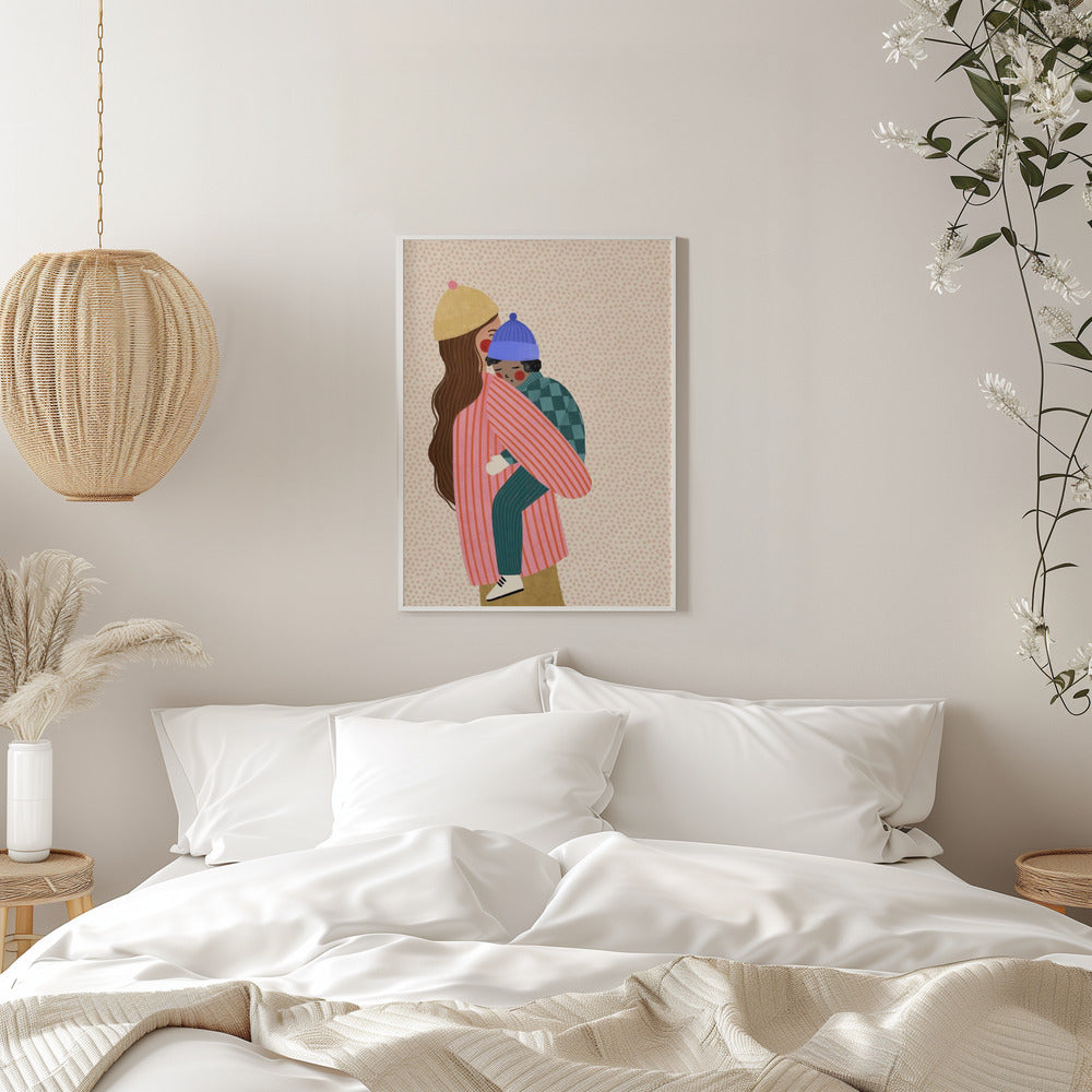 Mum and Boy - Stretched Canvas, Poster or Fine Art Print I Heart Wall Art