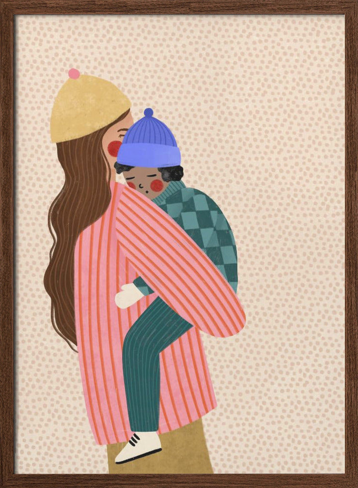 Mum and Boy - Stretched Canvas, Poster or Fine Art Print I Heart Wall Art