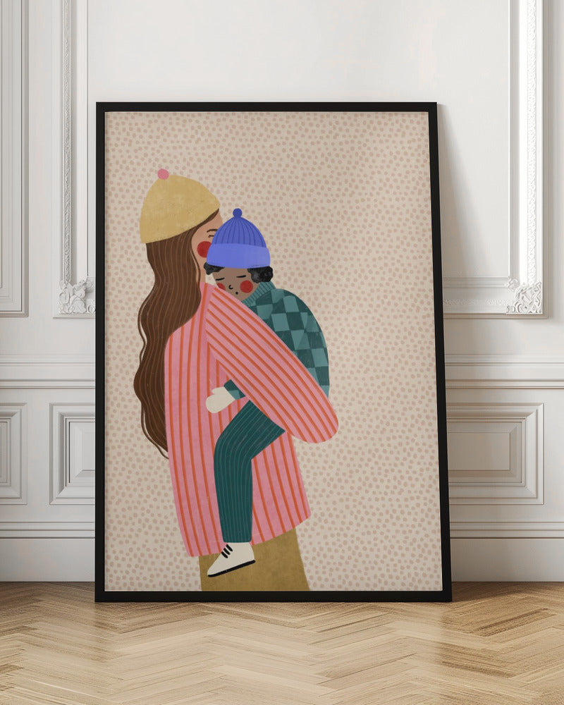 Mum and Boy - Stretched Canvas, Poster or Fine Art Print I Heart Wall Art