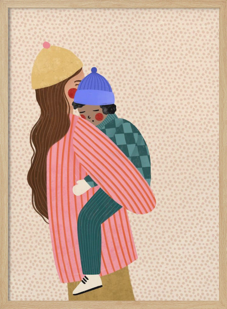Mum and Boy - Stretched Canvas, Poster or Fine Art Print I Heart Wall Art