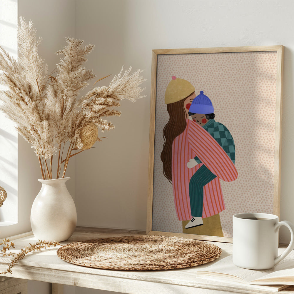 Mum and Boy - Stretched Canvas, Poster or Fine Art Print I Heart Wall Art