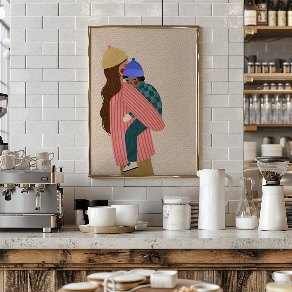 Mum and Boy - Stretched Canvas, Poster or Fine Art Print I Heart Wall Art