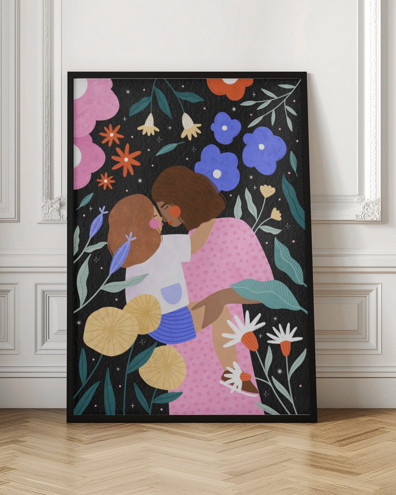 Mum and Daughter In Bloom - Stretched Canvas, Poster or Fine Art Print I Heart Wall Art