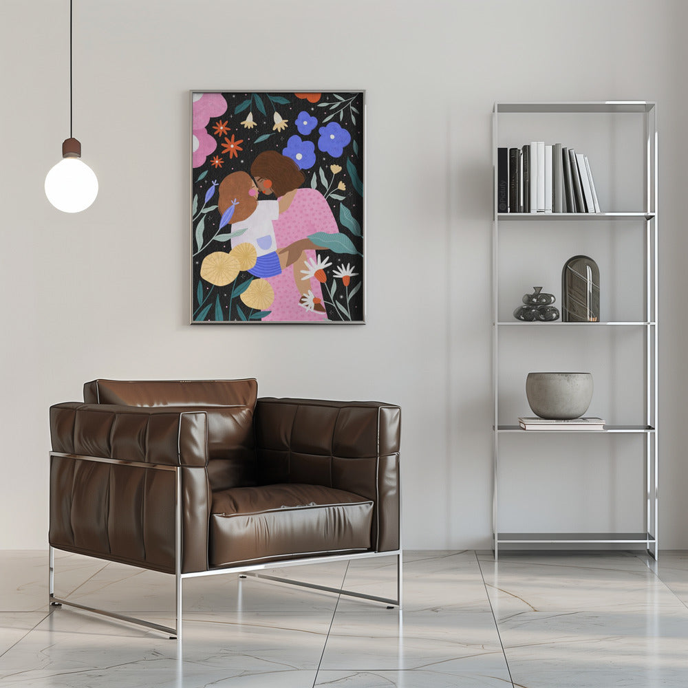 Mum and Daughter In Bloom - Stretched Canvas, Poster or Fine Art Print I Heart Wall Art