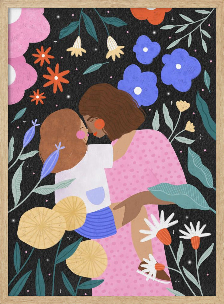 Mum and Daughter In Bloom - Stretched Canvas, Poster or Fine Art Print I Heart Wall Art