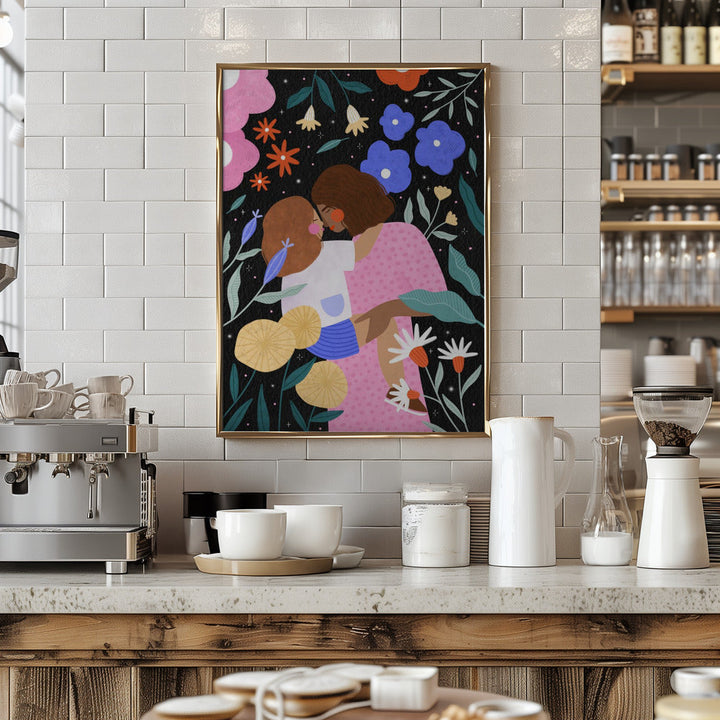 Mum and Daughter In Bloom - Stretched Canvas, Poster or Fine Art Print I Heart Wall Art