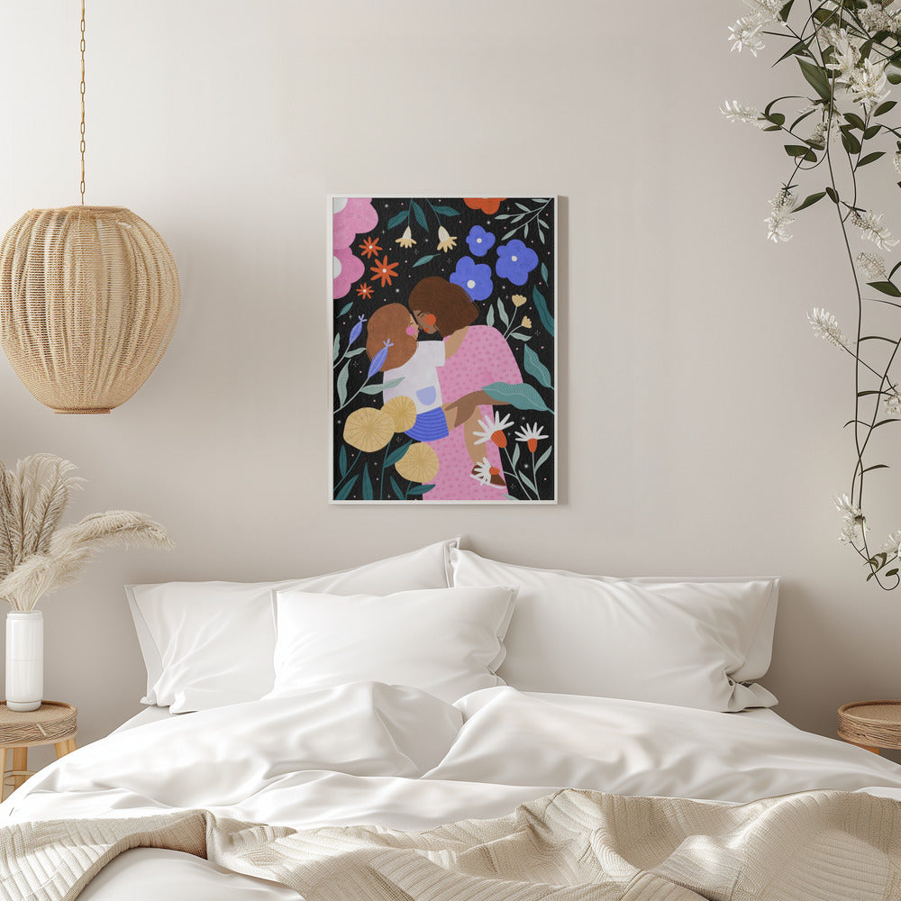 Mum and Daughter In Bloom - Stretched Canvas, Poster or Fine Art Print I Heart Wall Art