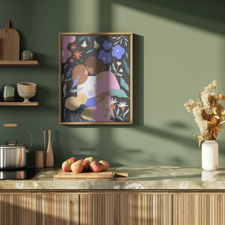 Mum and Daughter In Bloom - Stretched Canvas, Poster or Fine Art Print I Heart Wall Art
