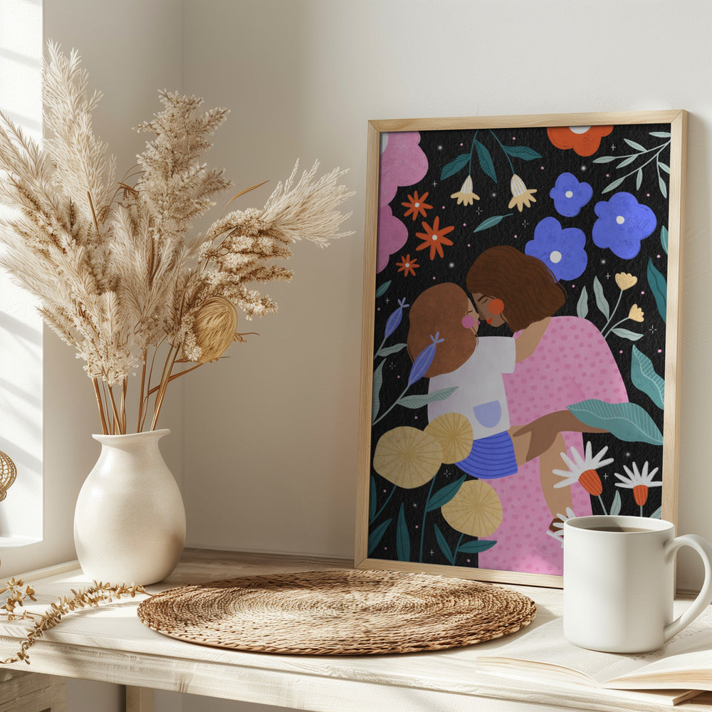 Mum and Daughter In Bloom - Stretched Canvas, Poster or Fine Art Print I Heart Wall Art