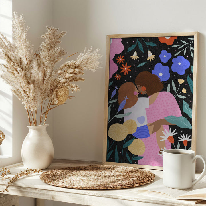 Mum and Daughter In Bloom - Stretched Canvas, Poster or Fine Art Print I Heart Wall Art