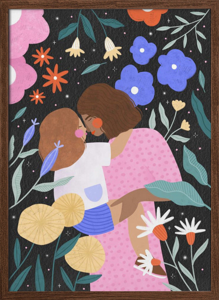 Mum and Daughter In Bloom - Stretched Canvas, Poster or Fine Art Print I Heart Wall Art
