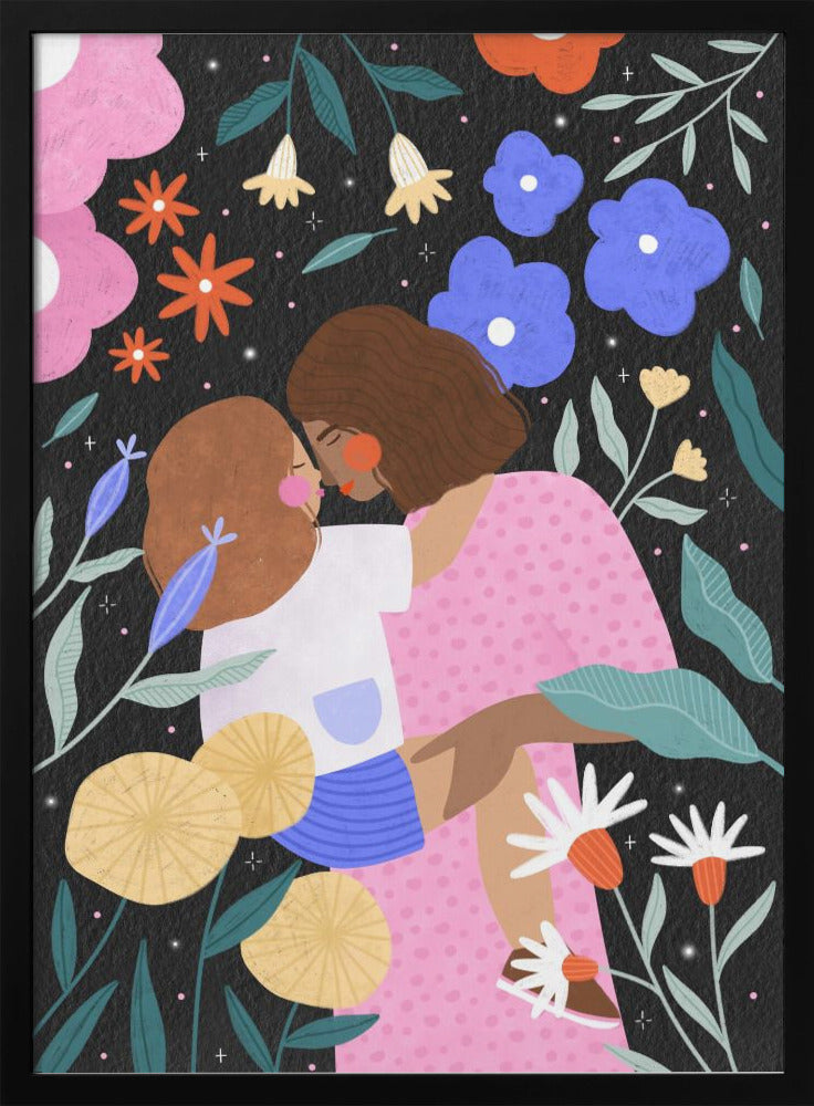Mum and Daughter In Bloom - Stretched Canvas, Poster or Fine Art Print I Heart Wall Art