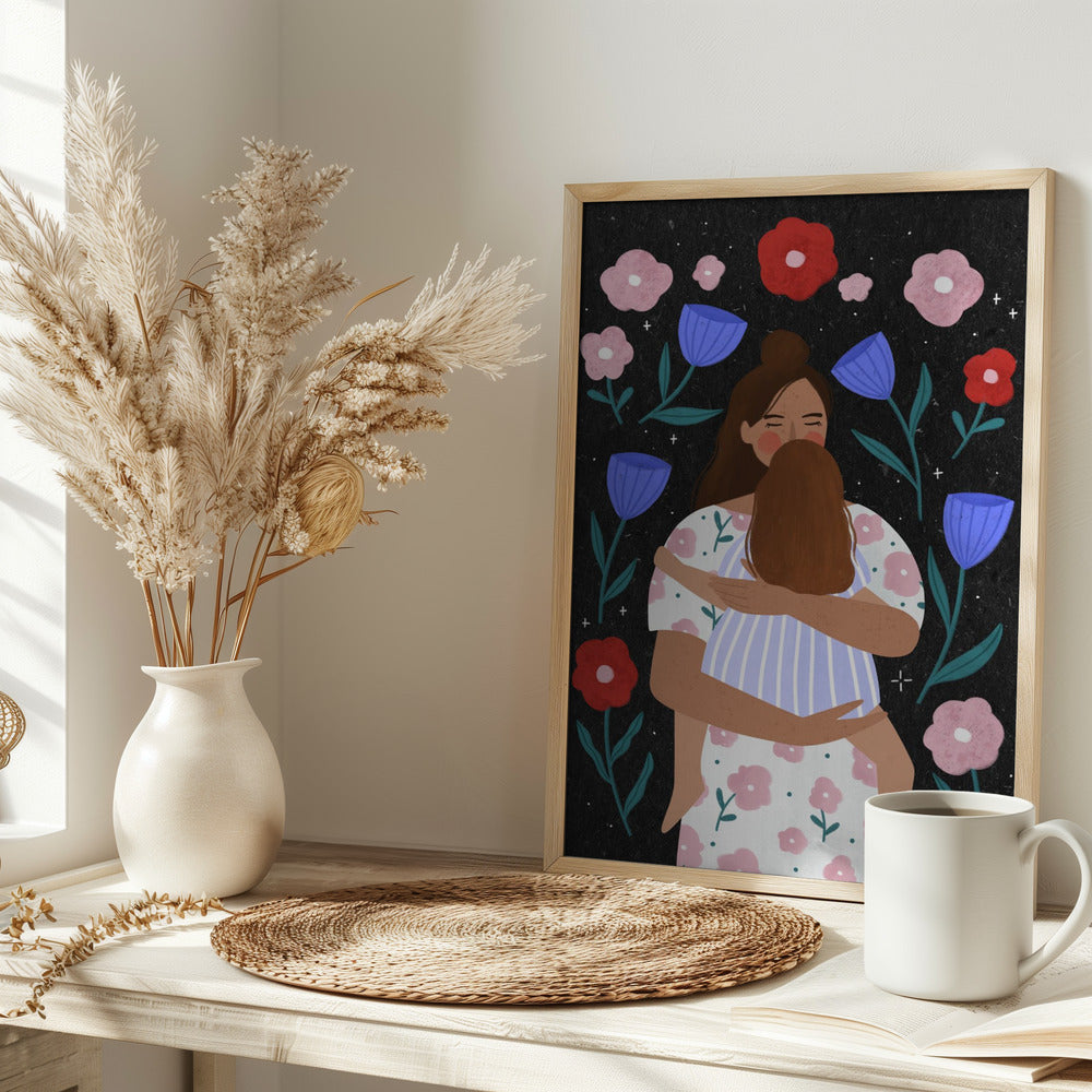 Mum Cuddles - Stretched Canvas, Poster or Fine Art Print I Heart Wall Art