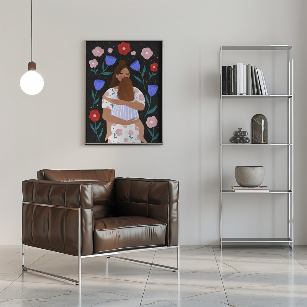 Mum Cuddles - Stretched Canvas, Poster or Fine Art Print I Heart Wall Art