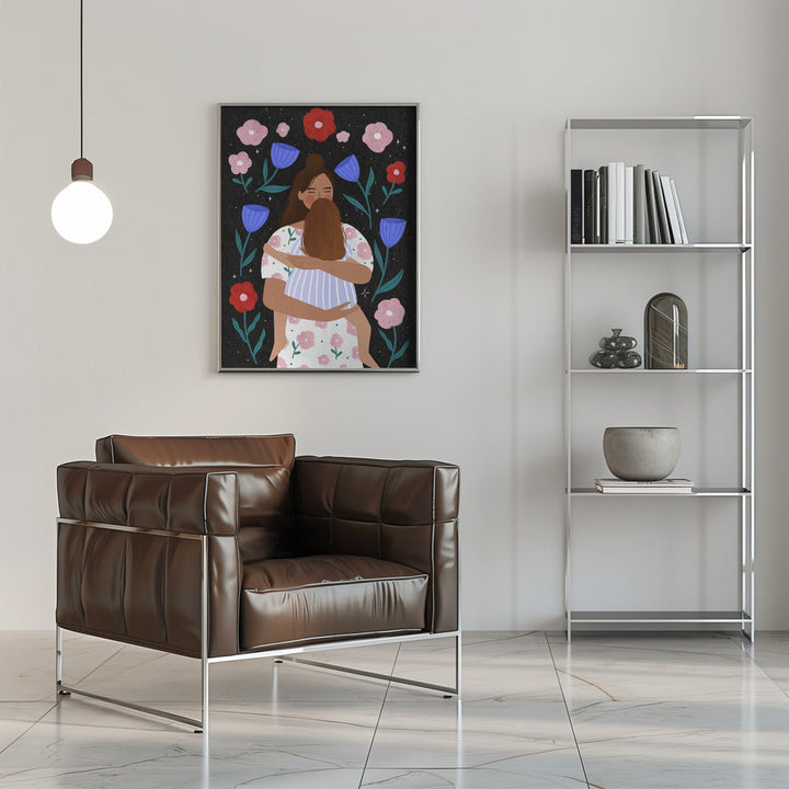 Mum Cuddles - Stretched Canvas, Poster or Fine Art Print I Heart Wall Art