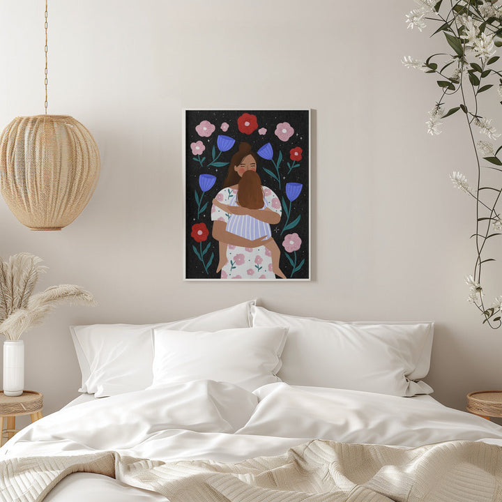 Mum Cuddles - Stretched Canvas, Poster or Fine Art Print I Heart Wall Art
