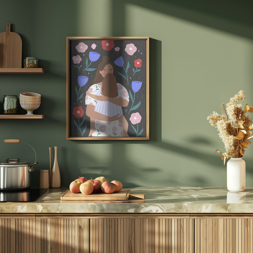 Mum Cuddles - Stretched Canvas, Poster or Fine Art Print I Heart Wall Art