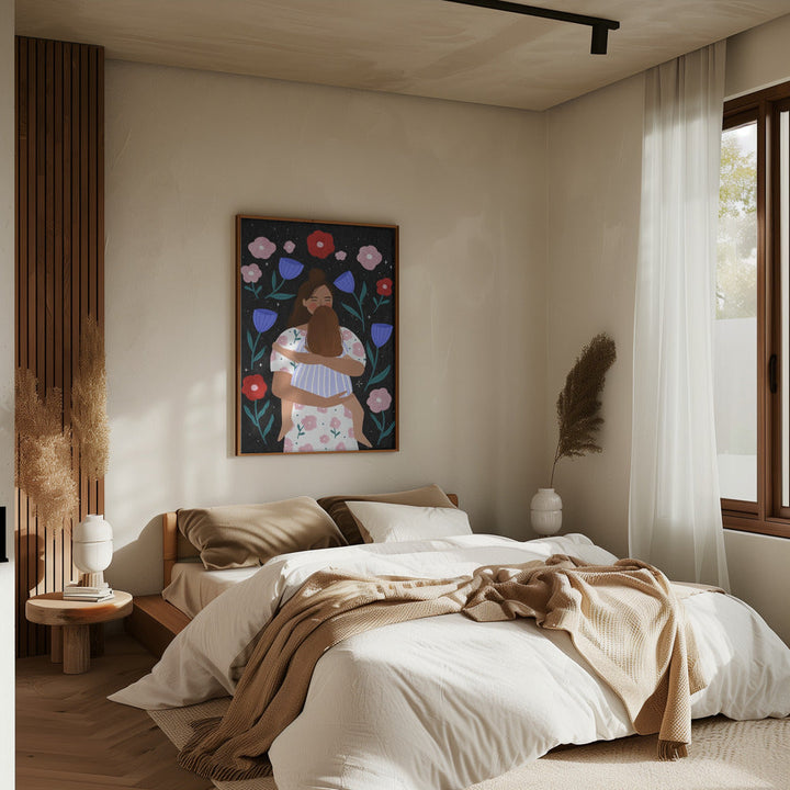 Mum Cuddles - Stretched Canvas, Poster or Fine Art Print I Heart Wall Art