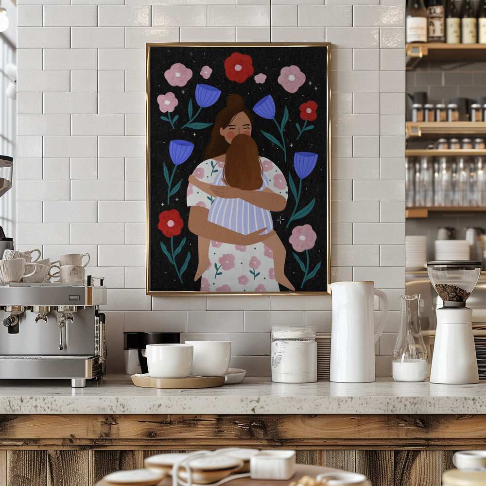 Mum Cuddles - Stretched Canvas, Poster or Fine Art Print I Heart Wall Art