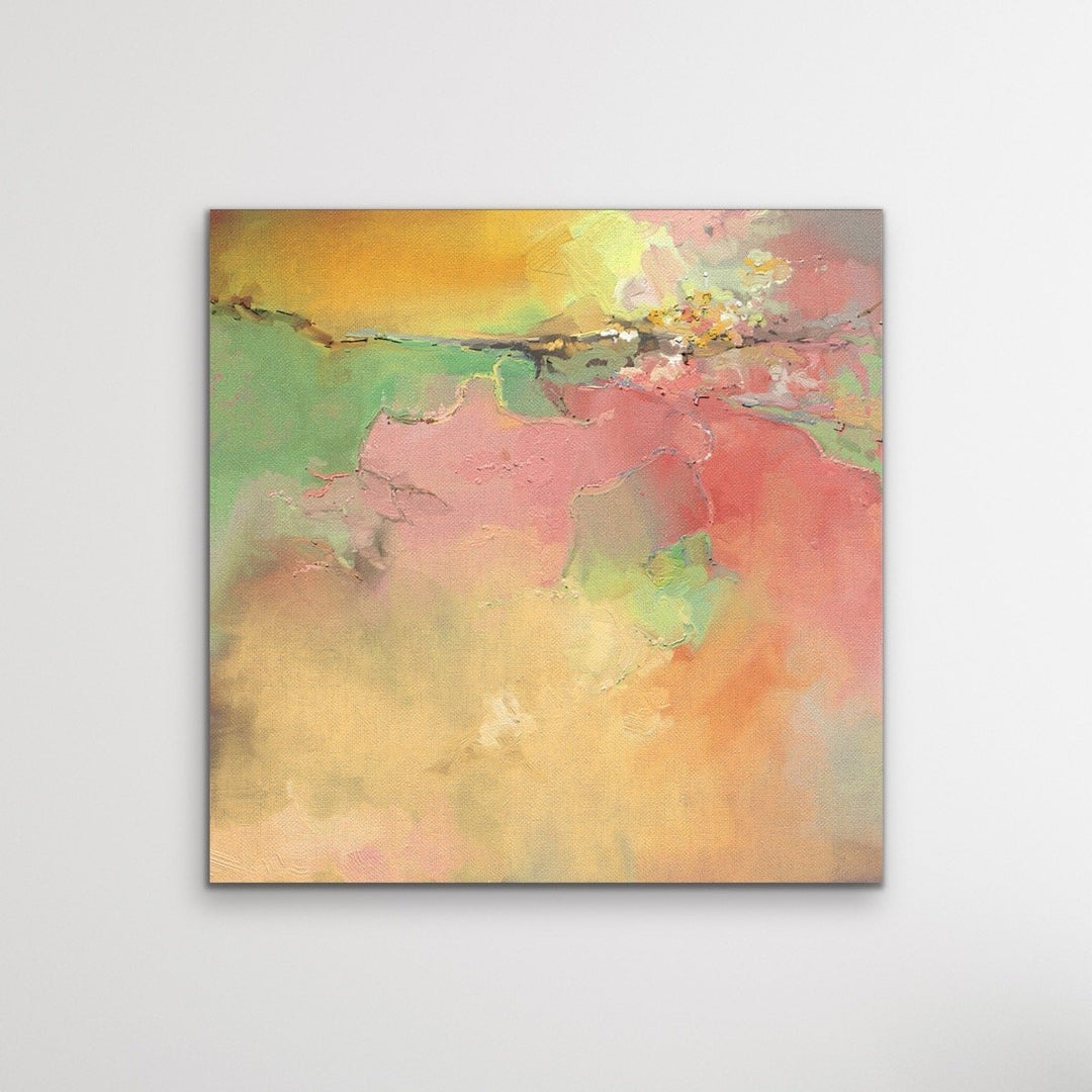 My Heart - Square Pink and Orange Abstract Framed Canvas Print Wall Art Print - I Heart Wall Art