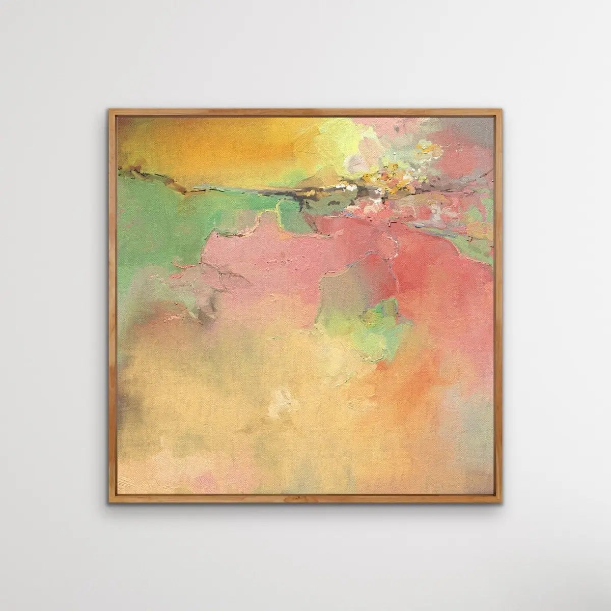 My Heart - Square Pink and Orange Abstract Framed Canvas Print Wall Art Print - I Heart Wall Art