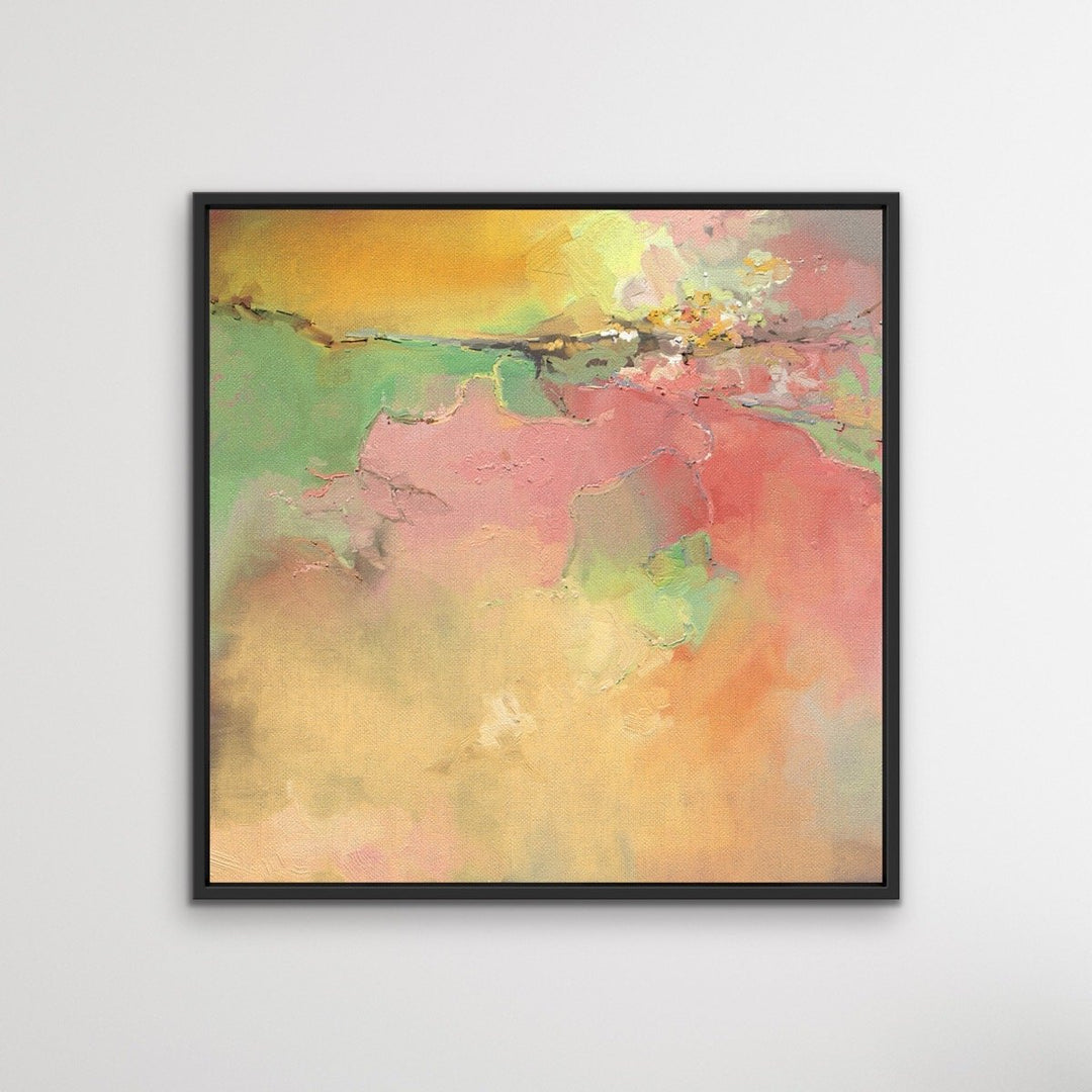 My Heart - Square Pink and Orange Abstract Framed Canvas Print Wall Art Print - I Heart Wall Art