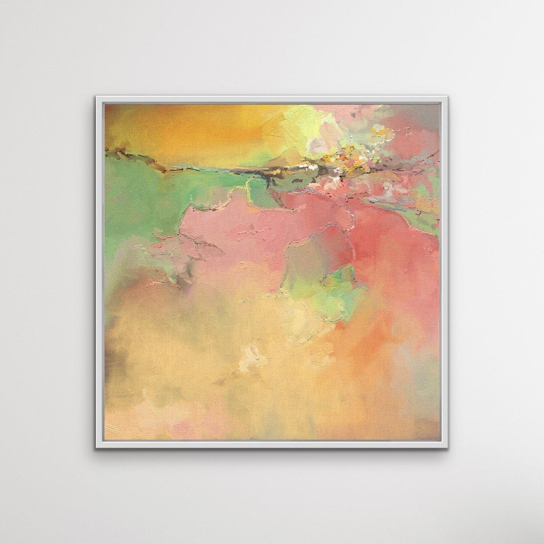 My Heart - Square Pink and Orange Abstract Framed Canvas Print Wall Art Print - I Heart Wall Art