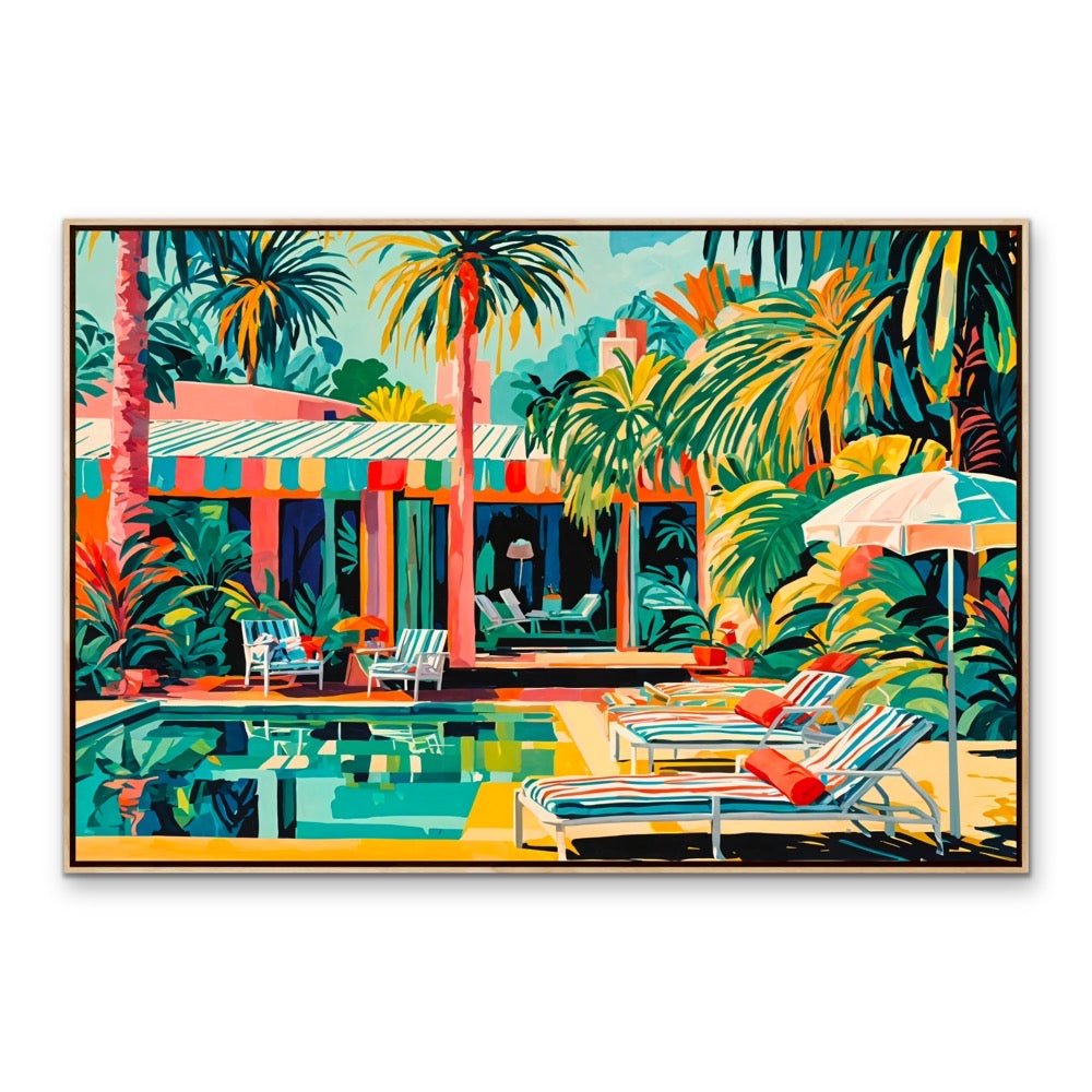 My Place - Colourful Mid Century Abstract Artwork Stretched Canvas Print or Framed Fine Art Print - I Heart Wall Art - Poster Print, Canvas Print or Framed Art Print