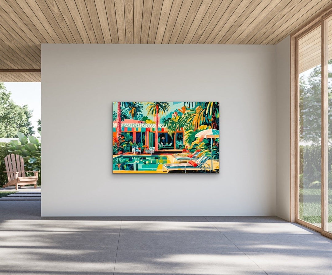 My Place - Colourful Mid Century Abstract Artwork Stretched Canvas Print or Framed Fine Art Print - I Heart Wall Art - Poster Print, Canvas Print or Framed Art Print