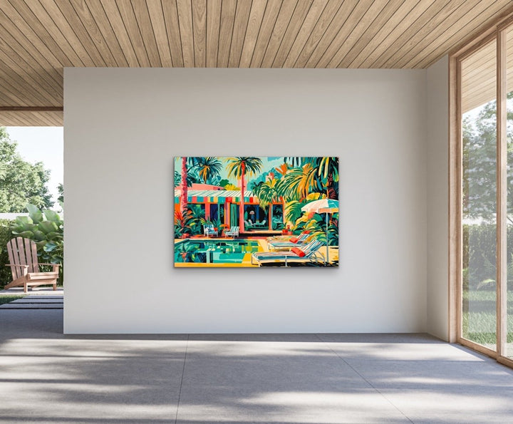My Place - Colourful Mid Century Abstract Artwork Stretched Canvas Print or Framed Fine Art Print - I Heart Wall Art - Poster Print, Canvas Print or Framed Art Print
