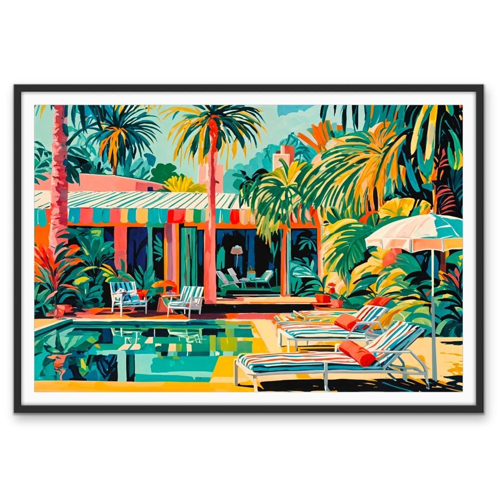My Place - Colourful Mid Century Abstract Artwork Stretched Canvas Print or Framed Fine Art Print - I Heart Wall Art - Poster Print, Canvas Print or Framed Art Print