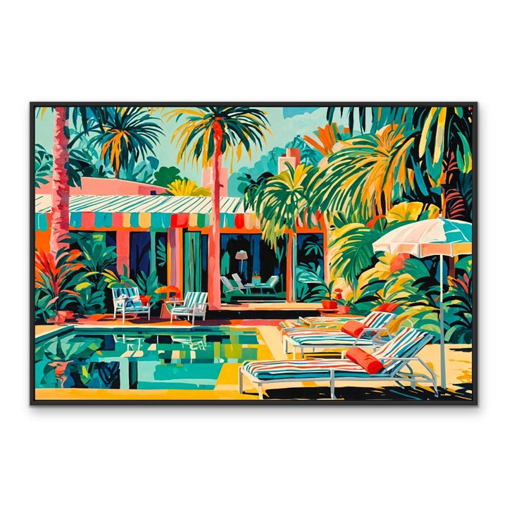 My Place - Colourful Mid Century Abstract Artwork Stretched Canvas Print or Framed Fine Art Print - I Heart Wall Art - Poster Print, Canvas Print or Framed Art Print
