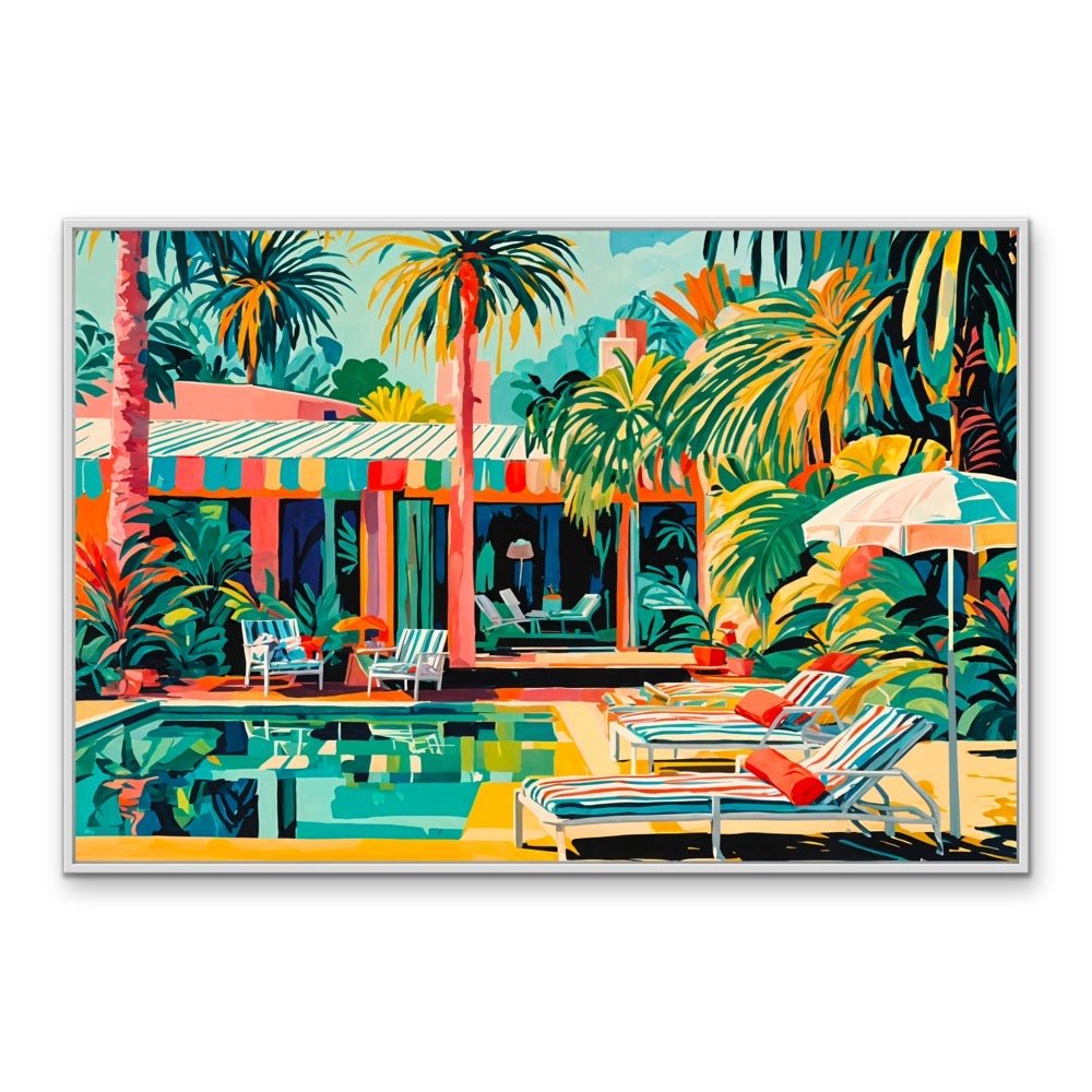 My Place - Colourful Mid Century Abstract Artwork Stretched Canvas Print or Framed Fine Art Print - I Heart Wall Art - Poster Print, Canvas Print or Framed Art Print