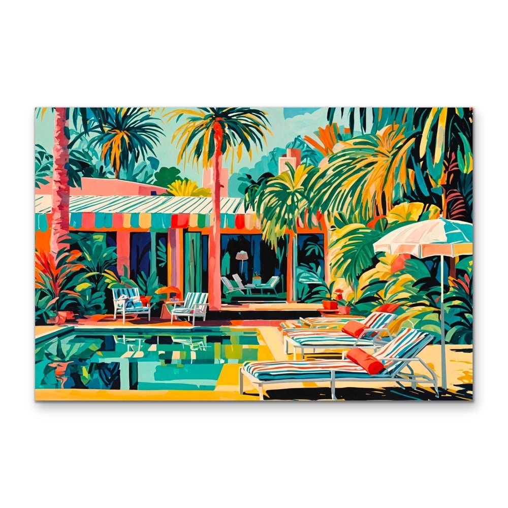 My Place - Colourful Mid Century Abstract Artwork Stretched Canvas Print or Framed Fine Art Print - I Heart Wall Art - Poster Print, Canvas Print or Framed Art Print