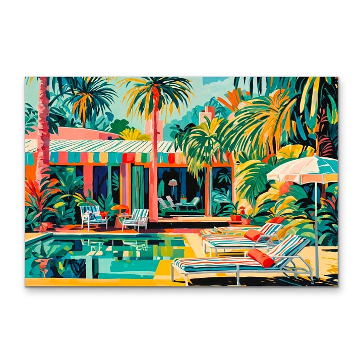 My Place - Colourful Mid Century Abstract Artwork Stretched Canvas Print or Framed Fine Art Print - I Heart Wall Art - Poster Print, Canvas Print or Framed Art Print