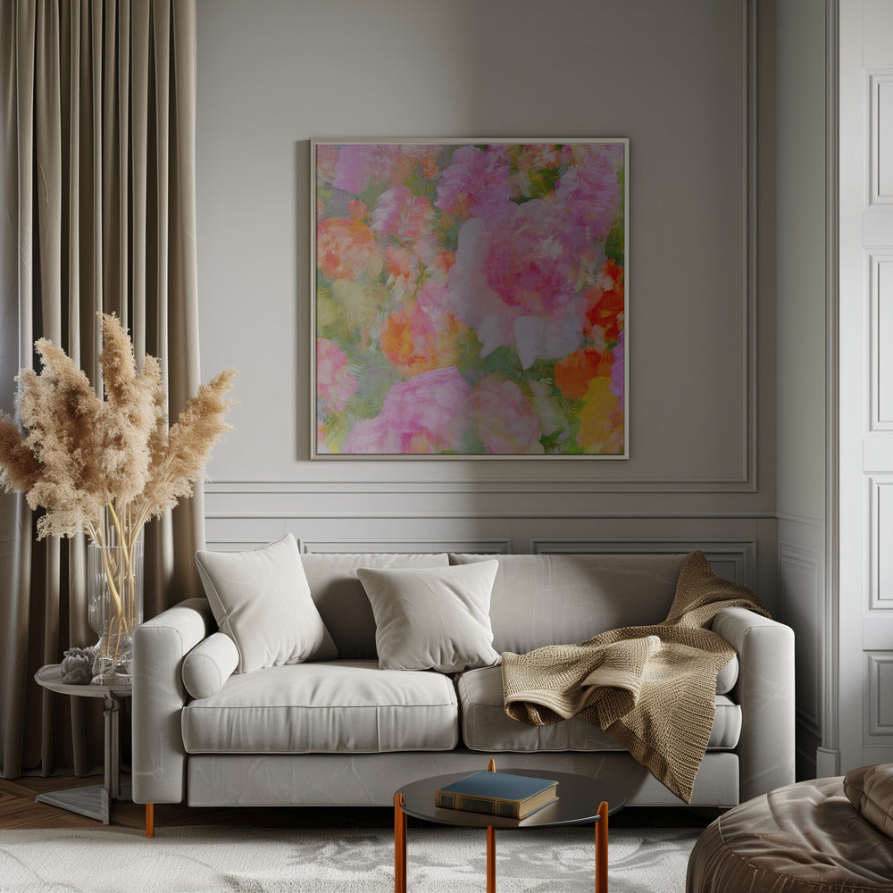 My Rose Garden Impression - Square Stretched Canvas, Poster or Fine Art Print I Heart Wall Art